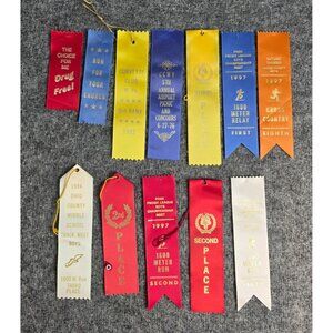 Vintage Award Ribbon Collection Mixed Lot Various Events & Years Colorful